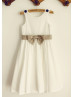 Ivory Cotton Button Connected Straps Flower Girl Dress